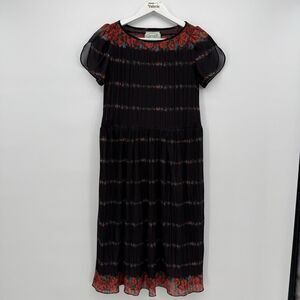 Patty O’Neil Vintage 80s Black Floral Girls Dress Size 5 Sheer